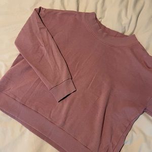 Pink distressed crew neck